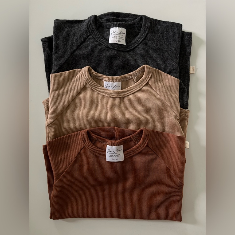 Jax + Lennon Bamboo Ribbed Long Sleeve Shirts 6-12M